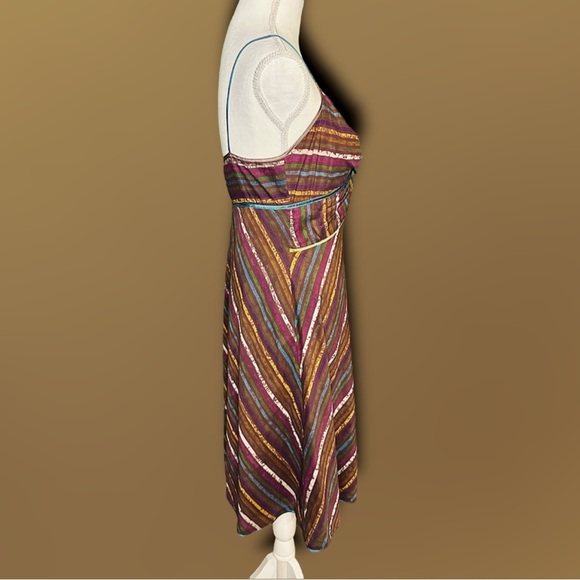 Vintage Y2K Catherine Malandrino Cotton Spaghetti Strap Striped Multicolor Dress - Picture 13 of 16